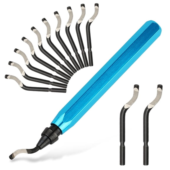 EXLEAF Deburring Tool with 12 Hss Blades,12 High-Speed Steel Blades for Prints,Metal,Pvc&Plastic