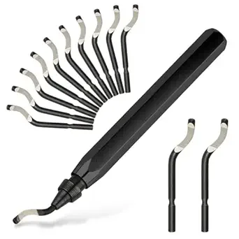 EXLEAF Deburring Tool with 12 Hss Blades,12 High-Speed Steel Blades for Prints,Metal,Pvc&Plastic