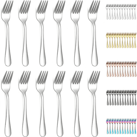 EXLEAF Dessert Forks Set of 12 Pack, 5.62" Stainless Steel Pastry Fork, Appetizer Fork for Fruit, Cake, Cheese, Party Trips, Cafes, Restaurants, Easy to Clean, Dishwasher Safe
