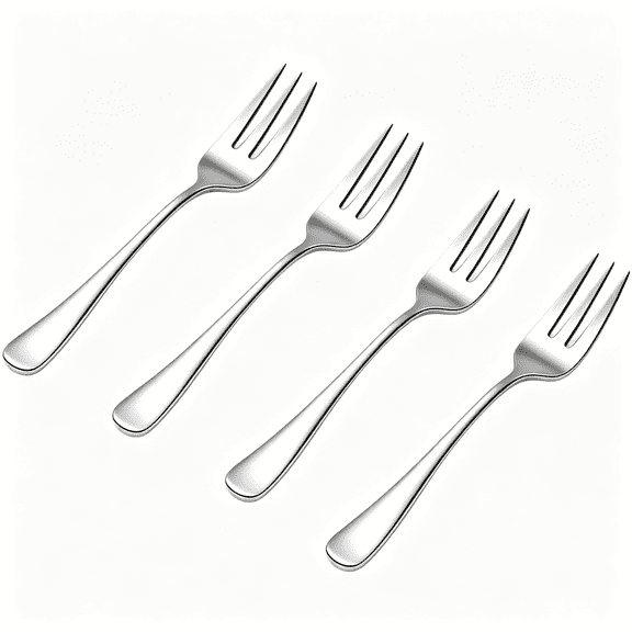 EXLEAF Dessert Forks Set of 4,5.43"Stainless Steel Small Forks,Cake Pastry,Brushed Silver Finish Resists Fingerprints,Smooth Rounded Edges for Safe Grip,Ideal for Teatime,Parties,Desserts.
