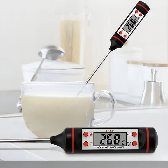 EXLEAF Digital Meat Thermometer for Cooking Candle Liquid Deep Frying Oil Candy,Kitchen Food Instant Read Thermometer with Super Long Probe,Backlit,Lock Function Deep Fryer Thermometer for Oil