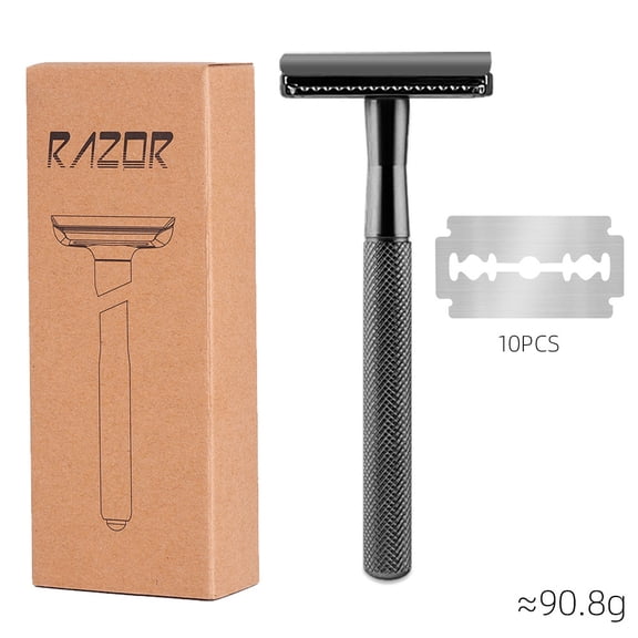 EXLEAF Double Edge Safety Razor for Men&Women,Eco-Friendly Metal Shaver with 5 Refill Blades,Reusable Manual Face Razor  Gunmetal Gray
