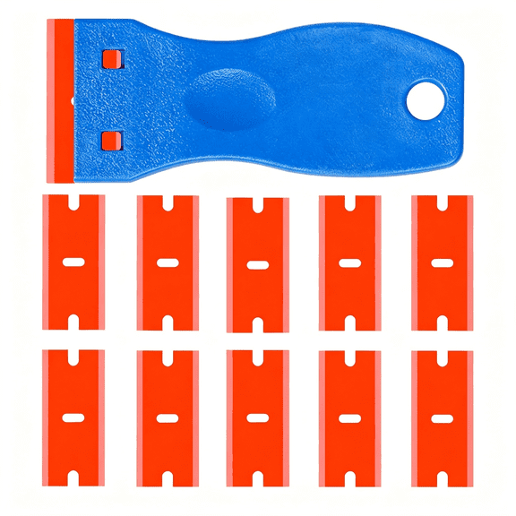 EXLEAF Double Edged Plastic Razor Blade Scrapers Knife with Contoured Grip for Scraping Labels and Decals Sticker from Glass,Windshields and Auto Window Tint Vinyl Tool Application