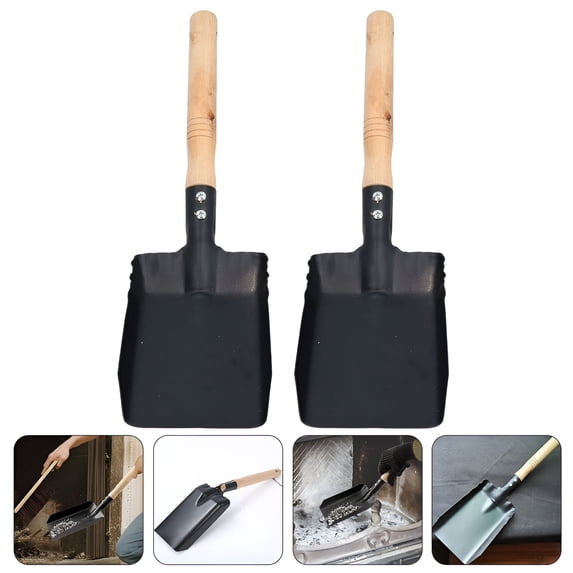 EXLEAF Durable Metal Shovel for Gardening and Home Use Strong and with Wood Handle Black 2 Pieces Metal Shovels