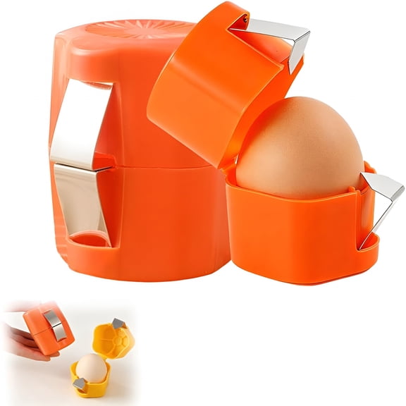 EXLEAF Egg Shell Opener,Egg Cracker Cutter Tool for Hard Boiled Egg,Handheld Egg Separator for Raw Eggs,Stainless Steel Egg Cracker Shell Opener for Home Kitchen Use(Orange)