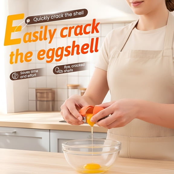 EXLEAF Egg Shell Opener,Stainless Steel Egg Cracker Tool,Multifunctional Egg Separator for Raw&Hard Boiled Eggs,Kitchen Egg Peeler Shell Remover Gadget(1,Orange)
