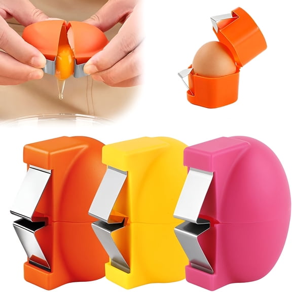 EXLEAF Egg Shell Opener,Stainless Steel Egg Cracker Tool,Multifunctional Eggs Separator for Raw and Hard Boiled Eggs Peeler Shell Remover,Kitchen Gadget (Mix-3pcs)