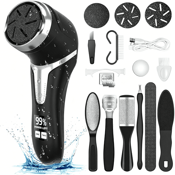 EXLEAF Electric Callus Remover for Feet with Vacuum, Professional Pedicure Tools Kit, Rechargeable Waterproof Foot File for Foot Care Deadskin Remover with 3Heads&2Speed,Lcd Display