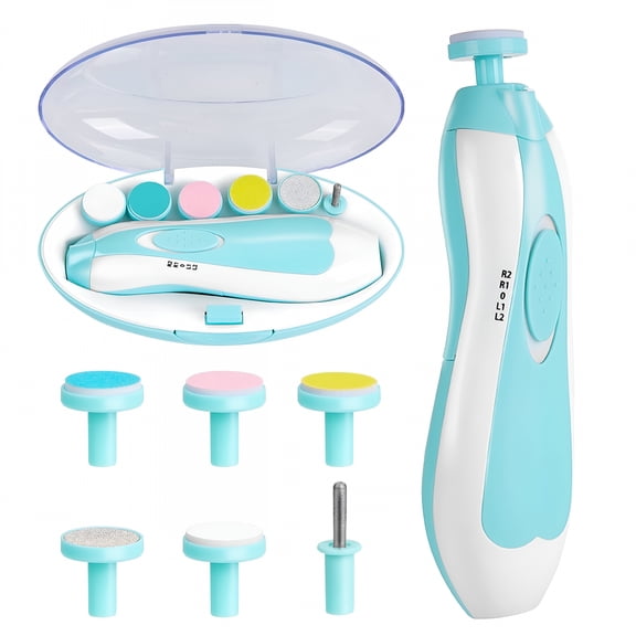 EXLEAF Electric Nail File Drill for Baby No Sharp Claws Hurt, 6 in 1 Safety Cutter Trimmer Clipper for Toes and Fingers