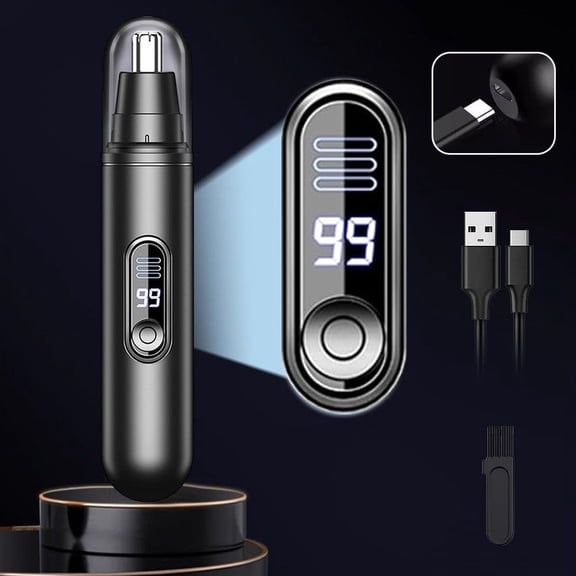 EXLEAF Electric Nose&Ear Hair Clipper-Usb Rechargeable with Led Screen for Men Women,Painless Precision Grooming Tool