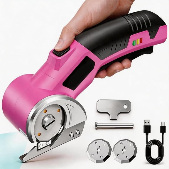 EXLEAF Electric Scissors,Cardboard Cutter,With Led Light,High-Efficiency Brushless Motor,2000Mah Battery,Tungsten Steel Blade,Suitable for Cloth,Cardboard,Carpet Wire Rope Cutters Pink