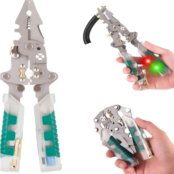 EXLEAF Electrical Pliers,18-in-1 Foldable Wire Stripper,Wire Stripper with Voltage Tester,Multi-function Electric Wire Stripping Tool for Cutting and Pulling Pliers,Electrician Repair Tool