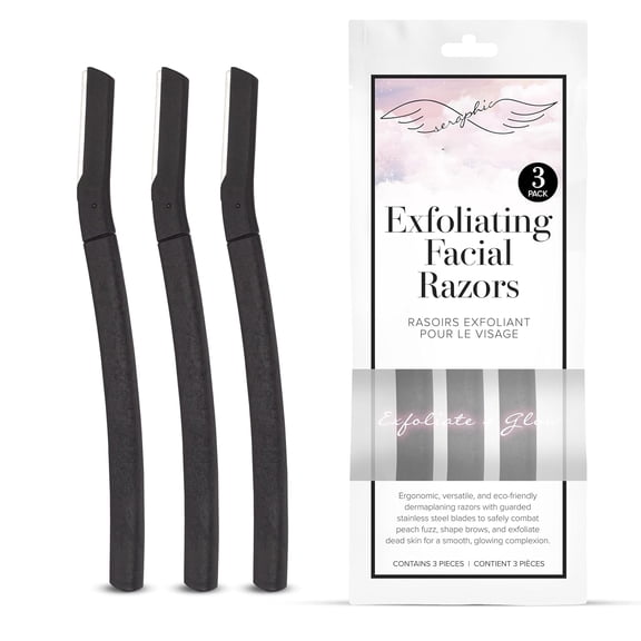EXLEAF Exfoliating Facial Razors Blades (3Pc) \U2013 for Eyebrows,Peach Fuzz & Exfoliation \U2013 Dermaplane Face Razor for Women Face \U2013 Wheat Straw H&Le & Swedish Stainless Steel Blades