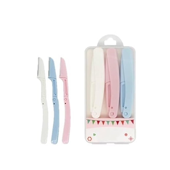 EXLEAF Eyebrow Razor Set,3Pcs Foldable Facial Razors for Women,Stainless Steel Dermaplaning Tool for Eyebrow Shaping,Peach Fuzz & Face Hair Removal,Gentle Exfoliating Beauty Tool