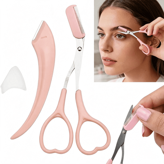 EXLEAF Eyebrow Trimmer Scissor,2-In-1 Professional Eyebrow Scissors ...
