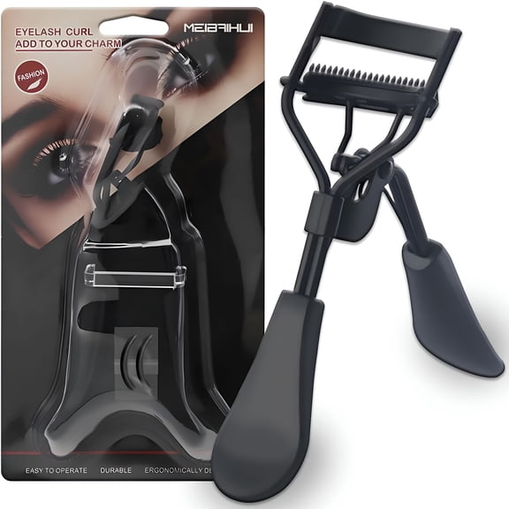 EXLEAF Eyelash Curler for Hooded Eyes,Lash Curler with Built-In Comb and 2 Additional Rubber Replacement Pads,Lifts and Defines