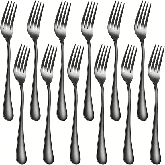 EXLEAF Food-Grade Stainless Steel Dinner Forks 12 Piece Kitchen Forks 8 inch Silverware Set for Home Kitchen Restaurant - Mirror Polished & Dishwasher Safe