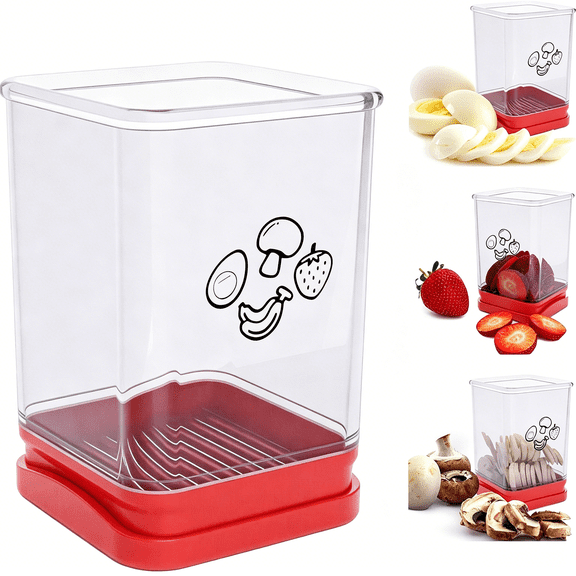 EXLEAF Fruit Slicer Cup,Speed Cutter for Strawberry Banana Grape Egg,Stainless Steel Vegetable Cutting Kitchen Gadget,Kitchen Portable Slicing Tool (1 pcs)