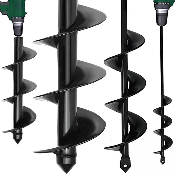 EXLEAF Garden Auger Drill Bit Set 1.6x16.5 Inch and 3.5x16 Inch, Heavy Duty Bulb Planter Tool for Digging Holes, Compatible with 3/8 Inch Hex Drive Drill