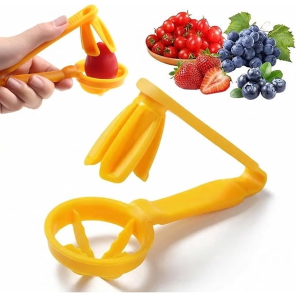 EXLEAF Grape Cutter Tool,Fruit Slicer Cuts Cherry Tomatoes & Strawberries into 4 Pieces,Grape Cutter Slicer Fruit Quarter Tool for Salad,Cake Decoration,Kitchen Gadgets (Yellow)