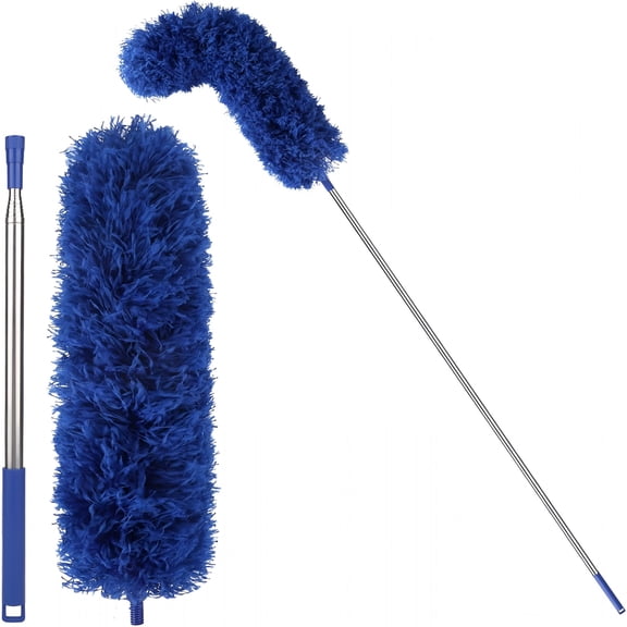 EXLEAF Gutter Cleaning Tool from Ground,Adjustable Telescopic Extendable Long Pole Duster Gutter Guard Cleaner Brush Needed for Leaves Debris&Snow Removal
