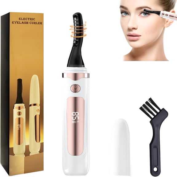 EXLEAF Heated Eyelash Curler-Usb Rechargeable Electric Eyelash Curler- Eyelash Curlers Heated 3S - 24 Hours Long Lasting- with Led Display for Women Girls-White