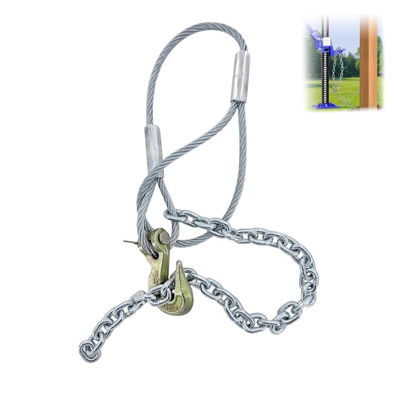 EXLEAF Heavy-Duty Fence Post Puller with 5/16" Aviation-Grade Steel Cable & Extended Chains, Works with Jack/Lever to Remove 4X4 Wooden Broken Rotten Posts for Agricultural Fence Repair