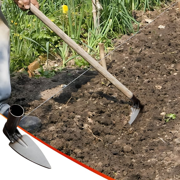 EXLEAF Hoe Garden Tool,All-Steel Hardened Hollow Hoe Heavy Duty Action Hoe with Handle Scuffle Garden Hula Hoe with Rake for Weeding,Farm Planting