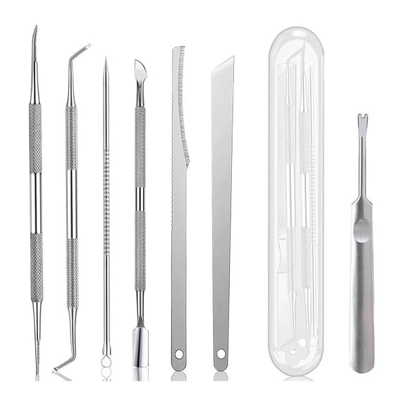 EXLEAF Ingrown Toenail Pedicure Tool Kit|Nail File and Nail Lifter Pusher Double-Sided Nail Manicure Kit Stainless Steel Nail Care,Tools Pain Relief (6Pcs)