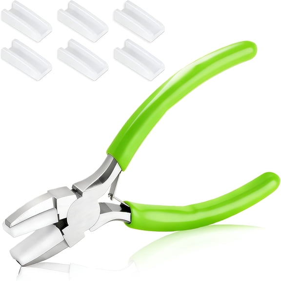 EXLEAF Jewelry Making Pliers Tools - Soft Jaw Flat Nose 5.55" Craft Pliers With 6 Pcs Nylon Replacement Heads Protects Wire When Bending & Straightening,for Ring Bracelet Beading Jewelry Repair