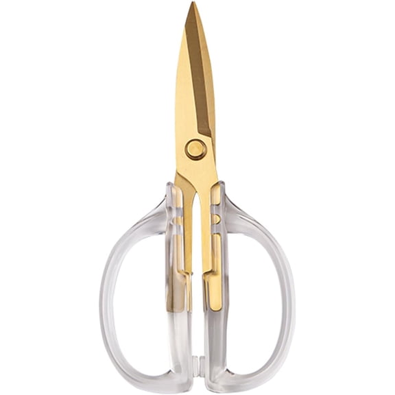 EXLEAF Kitchen Shears Scissors, 7.7Inch Gold Titanium Plated Scissor-Meat and Poultry Shears, Dishwasher Safe, Acrylic Handel All Purpose Stainless Steel Utility Scissor - Diamond Clear