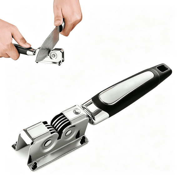 EXLEAF Knife Sharpener, Kitchen Knife Sharpeners,Rotating Steel Wheel Sharpening Discs,Manual Knife Sharpening Tool for Kitchen,Home