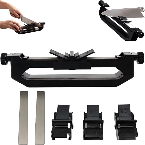 EXLEAF Knife Sharpener, Portable Handheld Angle Guided Knife Sharpener with 15/17/25 Adjustable Angles, Multi-purpose Sharpening Stone Set for Kitchen (1pc)