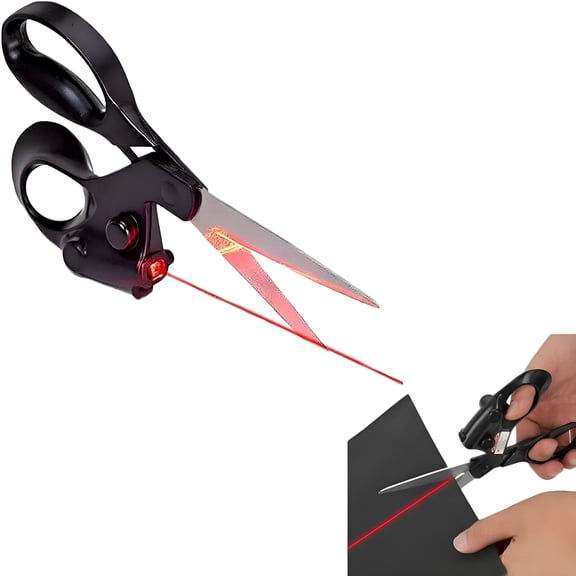 EXLEAF Laser Guided Scissors, Multifunctional Sewing Craft Shears with Ergonomic Handle, Magnetic Storage for Fabric & Paper