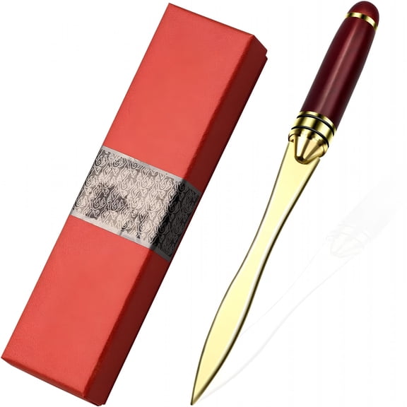 EXLEAF Letter Opener,Envelope Slitter Letter Openers Metal Letter Opening Knife for Envelope,Package,Paper Cut,Letter Opener Envelope Slitter Safe Gold 21X1.5Cm