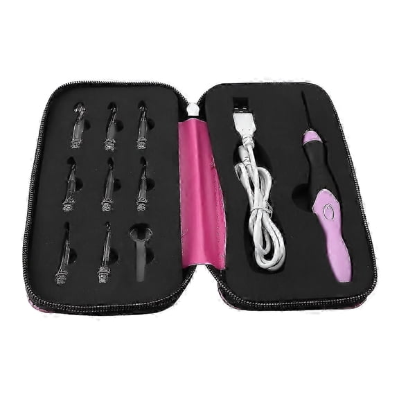 EXLEAF Lighted Crochet Hook Set, 9 Size Interchangeable Heads 2.5Mm to 6.5Mm USB Rechargeable LED Lighted Crochet Hook Set with Case
