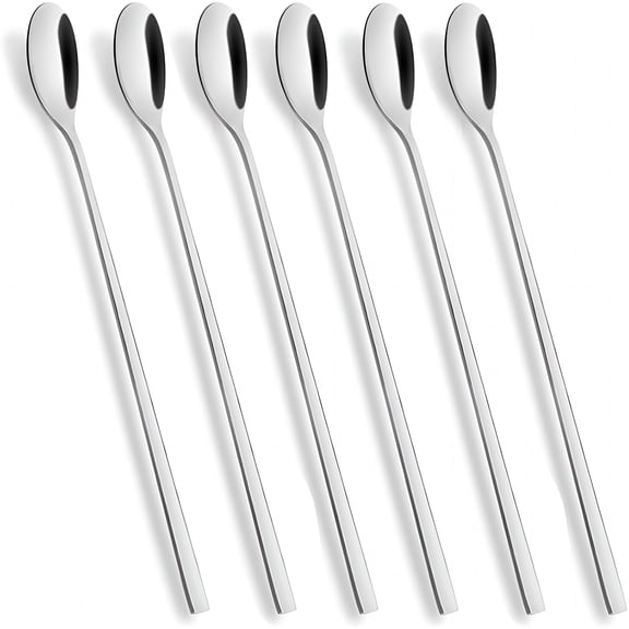 EXLEAF Long Handle Spoon,Coffee Stirrers,9-Inch Ice Tea Spoon,18/10 Stainless Steel Iced Teaspoon for Tea Mixing,Cocktail Stirring,Coffee,Milkshake,Cold Drink,Set of 6