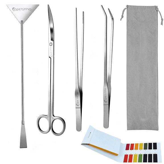 EXLEAF Long Stainless Steel Plant Tools Set-Aquarium Tweezers,Scissors,Spatula,Algae Scrapers-Fish Tank Cleaning Kit-aquarium cleaning tools