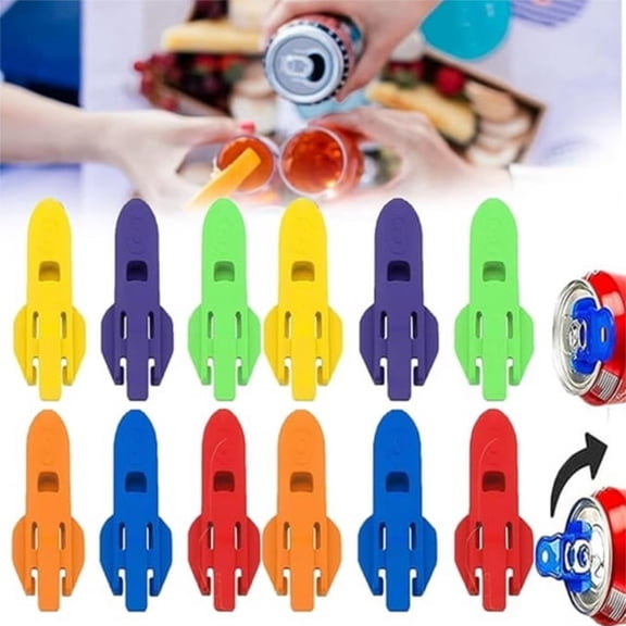 EXLEAF Manual Easy Can Opener,12 Pack Colorful Soda Beer Can Opener & Beverage Can Cover Protector,Plastic Shields Can Openers for Pop,,Beer,Soda,Drink Aluminum Beverage