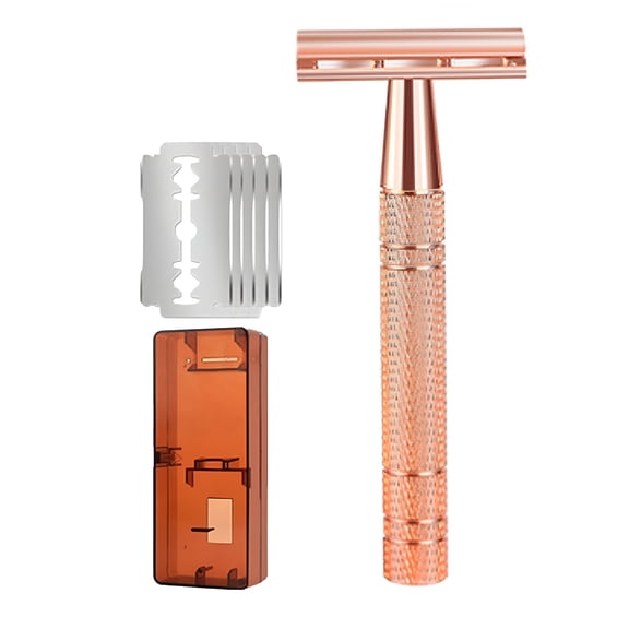 EXLEAF Manual Razor with 5 Blade Refills Storage Box Sharp Zinc Alloy Blade Aluminum Handle Men Women Hair Beard Trimmer Remover Shaver