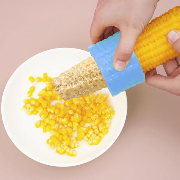 EXLEAF Manual Stainless Steel Corn Kernel Remover Effortlessly Separate Corn Kernels, a Durable Kitchen Gadget, Blue