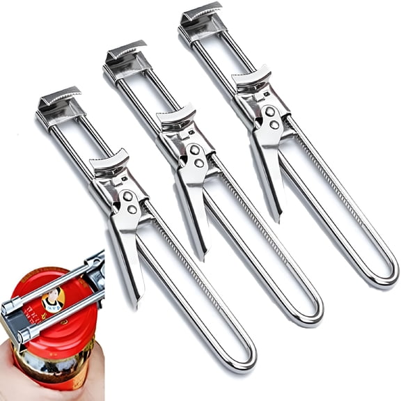 EXLEAF Master Jar & Bottle Opener,Adjustable Multifunctional Stainless Steel Can Opener Jar Lid Gripper,Manual,Kitchen Accessories (3Pcs)