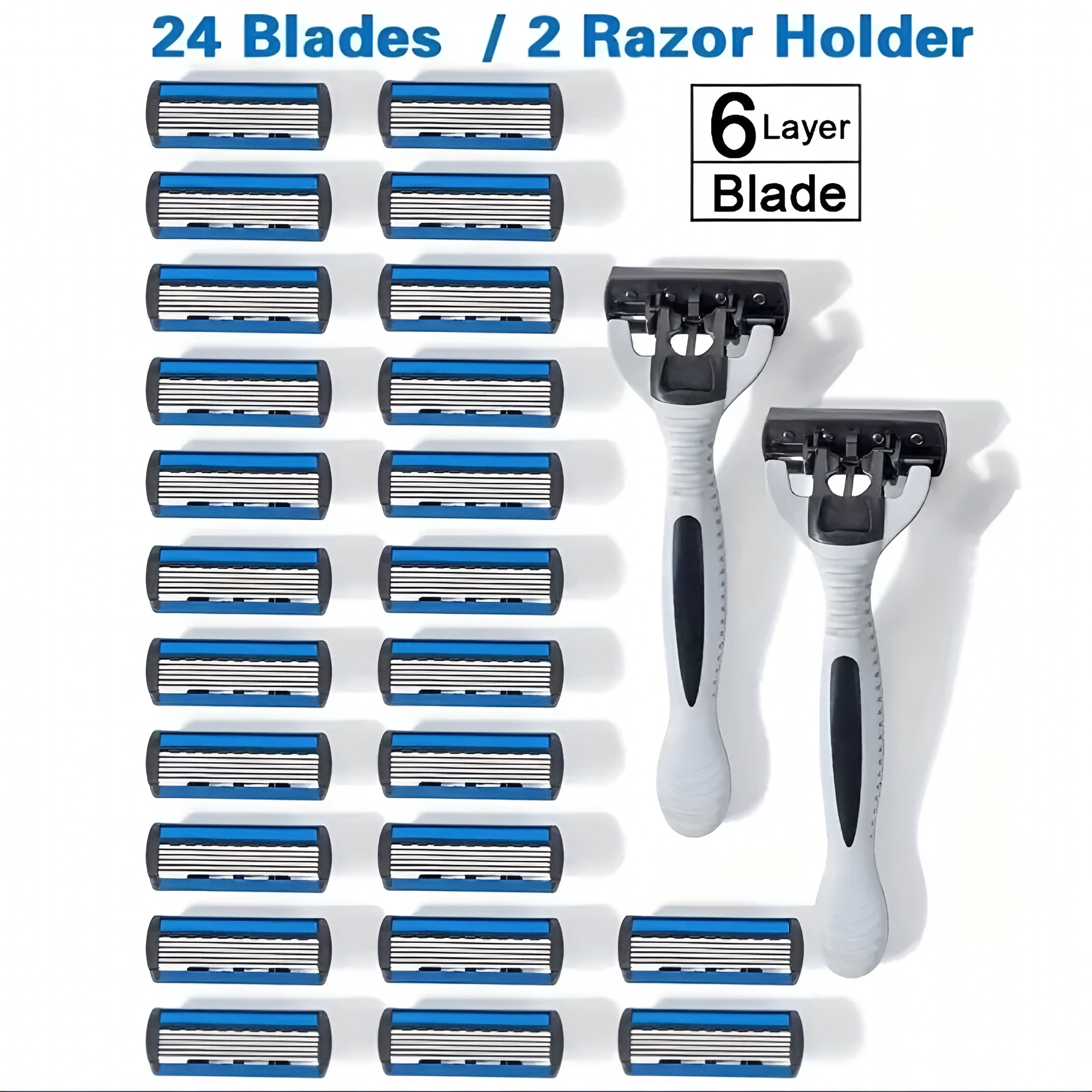 EXLEAF Mens Razor Blade Shaving Set with 24 6 Layer Steel Blades ...