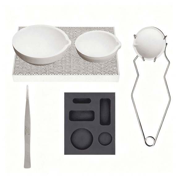 EXLEAF Metal Melting Kit with 3 Ceramic Crucibles,Graphite Ingot Casting Tool,Safety Tongs,Fine Tip Tweezers&Refractory Brick for Smelting Gold Silver Copper-Jewelry Making Casting Supplies