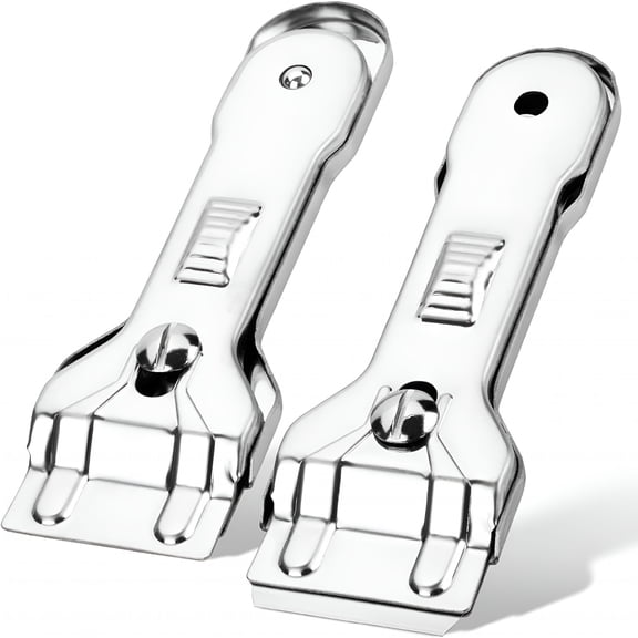 EXLEAF Metal Razor Blade Scraper Tool 2 Pack, Heavy Duty Stainless Steel Body with Carbon Steel Blades for Paint Adhesive Grime Removal