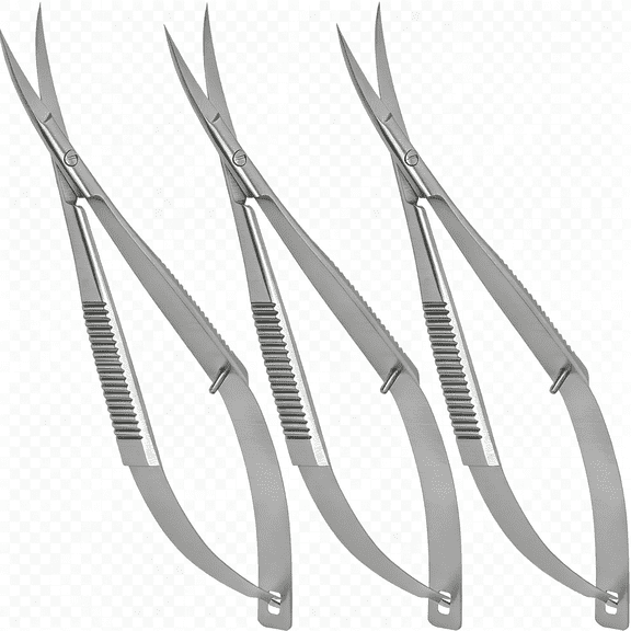 EXLEAF Micro Scissors 5.5" Curved Set of 3 Stainless Steel Embroidery Scissor Extra Sharp Sewing Arts&Craft Applique Stitch Cutting for Grooming Eyebrow Eyelash and Spring Action Squeeze Scissors.
