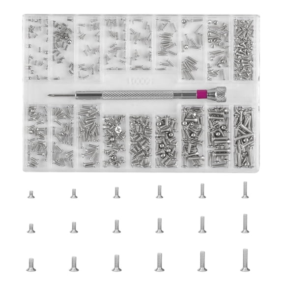 EXLEAF Micro Screw Repair Kit 500Pcs-M1.2/M1.4/M2 Self-Tapping Tiny Screws for Eyeglasses,Watches,Electronics&Laptop Repair-Precision Screwdriver Set
