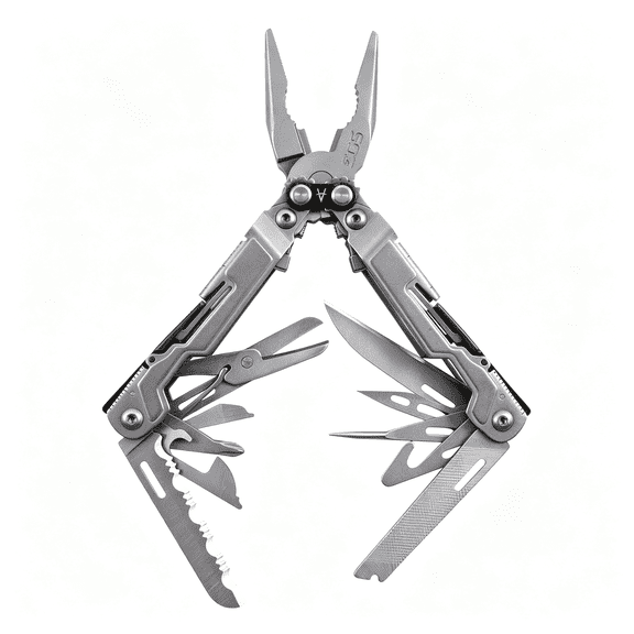 EXLEAF Mini Compact Stainless Steel Multi-Tool |18 Lightweight Specialty Tools & Multitool Pliers Pocket Knife, Stone Wash, Stone Wash Multi Tool Set