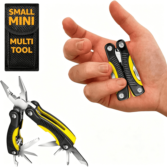 EXLEAF Mini Multitool Knife 12 in 1 Small Pocket Multi Tool with Knife and Pliers - Best Small Multi Purpose All in One Utility for Men & Women - Best Gear Accessory for Edc Work Camping