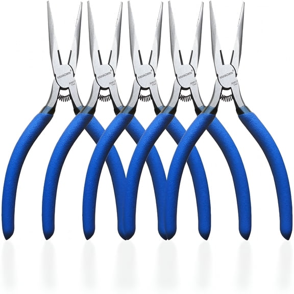 EXLEAF Mini Needle Nose Pliers 5"-5 Pack Small Long Nose Pliers with Wire Cutters, Spring Loaded Thin Needle Nose Pliers, Precision Pliers Set for Crafts/Jewelry Making/Tiny Project
